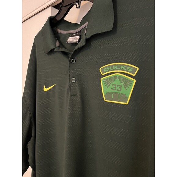 Nike Oregon Ducks NCAA Performance Dri Fit Polo Shirt 3XL Green Yellow Football - Picture 1 of 9